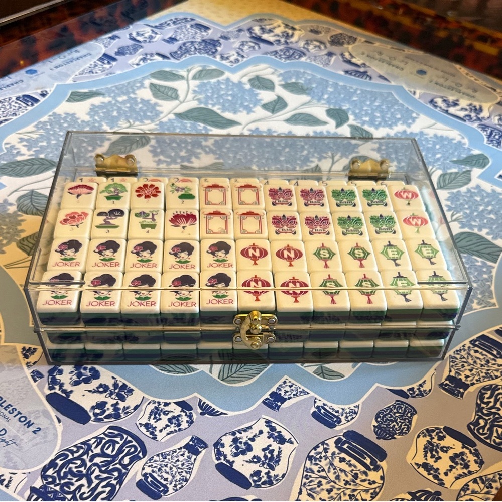 Joker Mahjong Tile Set in White with Multicolor Symbols